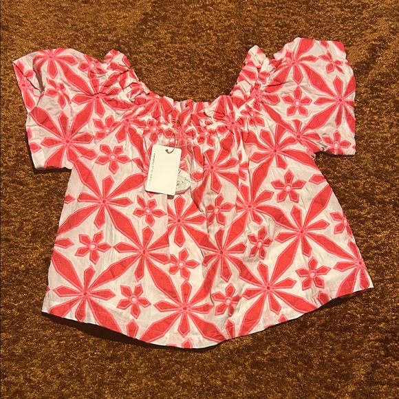 Skies Are Blue Tops - Skies Are Blue Red and White Floral Blouse